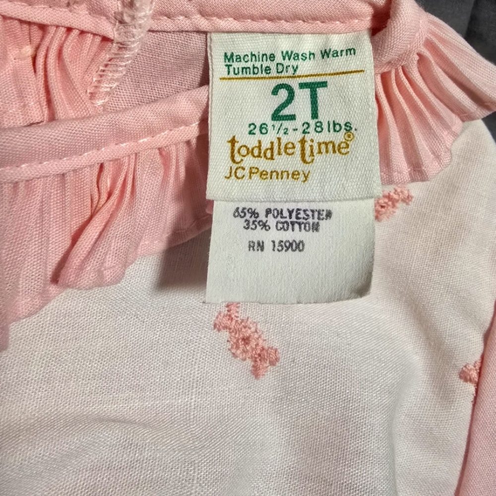 80s Vintage Pink Lace Trimmed Dress Toddle Time By JC Penney Size 2T - Picture 3 of 3
